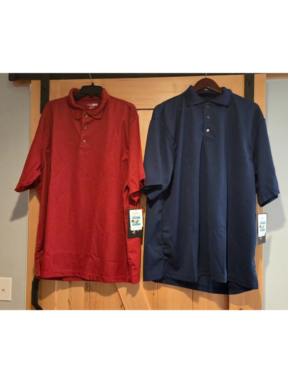 New! Lot of 2 NBN Gear Men's XXL Blue Red Short Sleeved Polo Shirt Performance